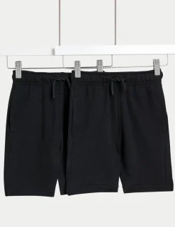 2 Pack Adaptive Cotton Rich Plain Shorts (2-16 Yrs)