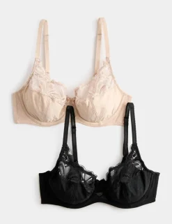 2 Pack Amelia Lace Wired Full Cup Bra (A-E)