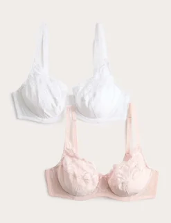 2 Pack Amelia Lace Wired Full Cup Bra (A-E)