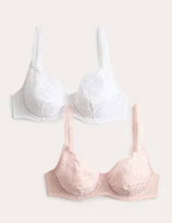 2 Pack Amelia Natural Lift™ Lace Wired Bras (A-E)