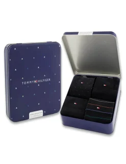 4 Pack Assorted Cotton Rich Socks Gift Tin