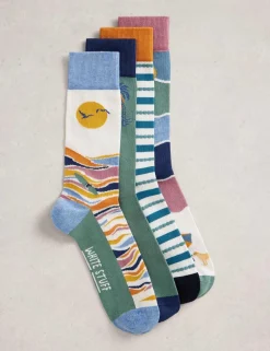 4 Pack Beach Holiday Cotton Rich Socks