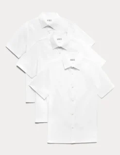 3 Pack Boys' Longer Length Easy Iron School Shirts (4-18 Yrs)