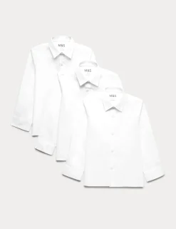 3 Pack Boys' Plus Fit Easy Iron School Shirts (4-18 Yrs)