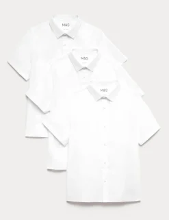 3 Pack Boys' Plus Fit Easy Iron School Shirts (4-18 Yrs)
