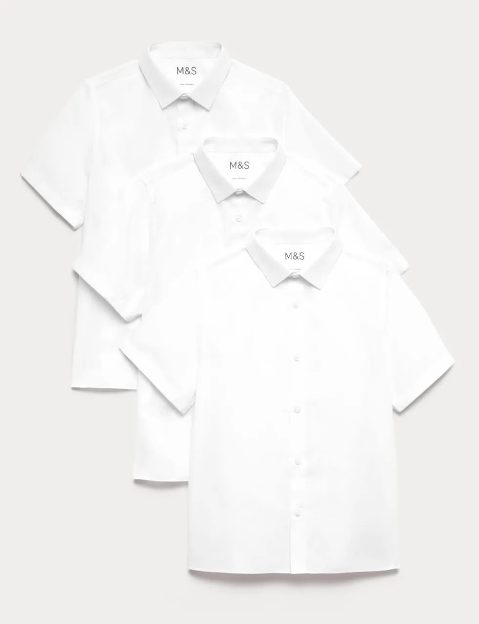 3 Pack Boys' Plus Fit Easy Iron School Shirts (4-18 Yrs)