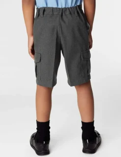 2 Pack Boys' Plus Fit Waist Cargo School Shorts (4-14 Yrs)