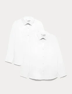 2 Pack Boys' Regular Fit Cotton School Shirts (2-18 Yrs)