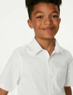 2 Pack Boys' Regular Fit Cotton School Shirts (2-18 Yrs)