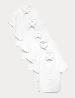 5 Pack Boys' Regular Fit Easy to Iron School Shirts (2-18 Yrs)