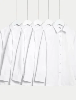 5 Pack Boys' Regular Fit Easy to Iron School Shirts (2-18 Yrs)
