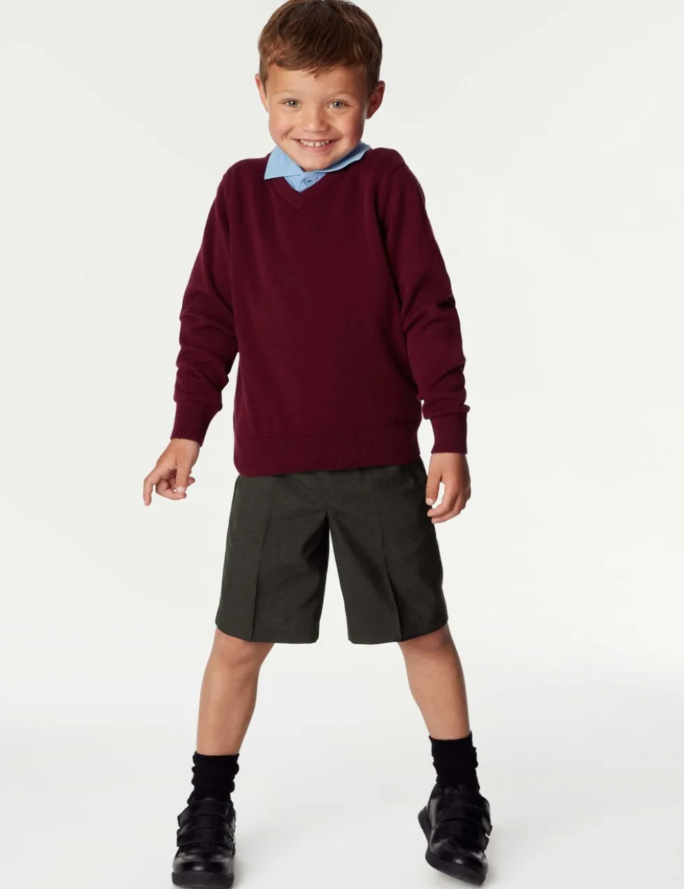 2 Pack Boys' Regular Leg School Shorts (2-14 Yrs)