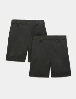 2 Pack Boys' Regular Leg School Shorts (2-15 Yrs)