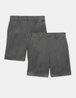 2 Pack Boys' Regular Leg School Shorts (2-15 Yrs)