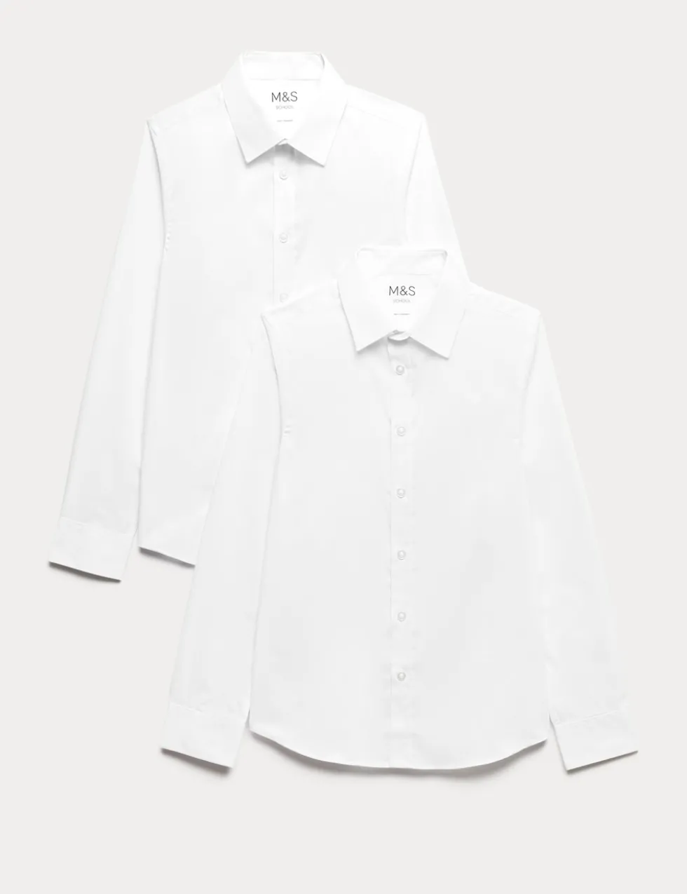 2 Pack Boys' Skinny Fit Stretch School Shirts (2-16 Yrs)