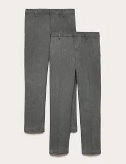 2 Pack Boys' Skinny Leg School Trousers (2-18 Yrs)