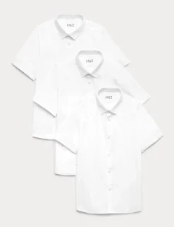 3 Pack Boys' Slim Easy Iron School Shirts (2-16 Yrs)