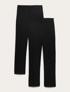 2 Pack Boys' Slim Fit Slim Leg School Trousers