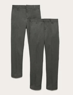 2 Pack Boys' Slim Fit Slim Leg School Trousers