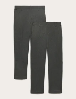 2 Pack Boys' Slim Leg School Trousers (2-18 Yrs)