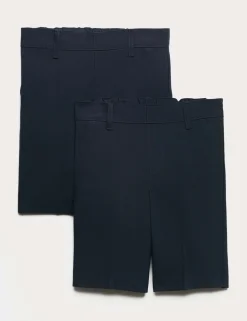 2 Pack Boys' Slim Leg School Shorts (2-14 Yrs)