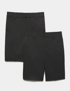 2 Pack Boys Slim Leg School Shorts (2-14 Yrs)