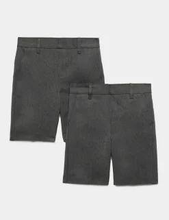 2 Pack Boys Slim Leg School Shorts (2-14 Yrs)