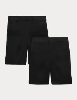 2 Pack Boys Slim Leg School Shorts (2-14 Yrs)
