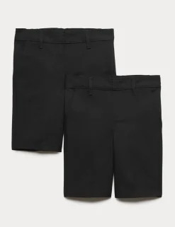 2 Pack Boys' Slim Leg School Shorts (2-14 Yrs)