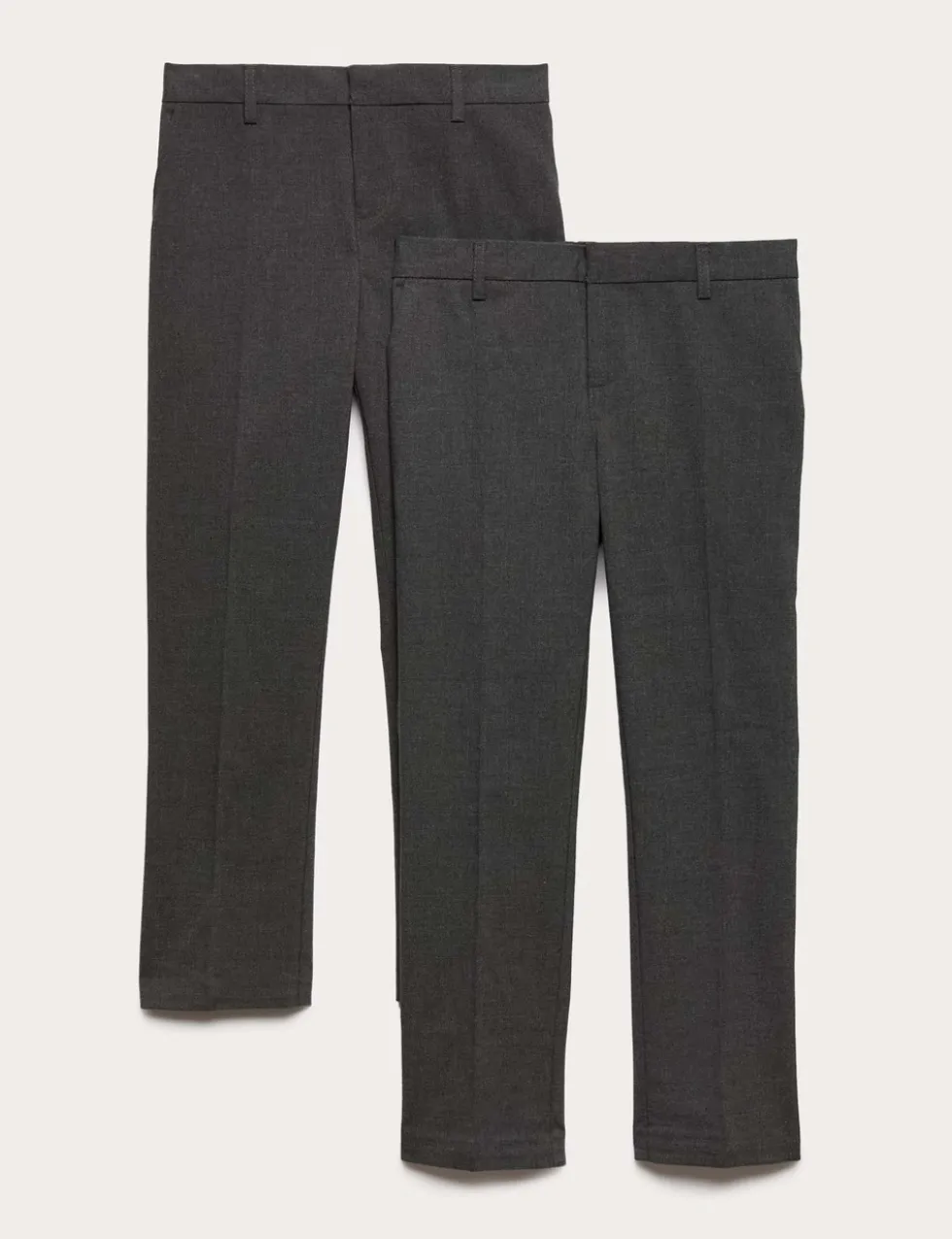 2 Pack Boys' Slim Leg Stretch School Trousers (2-18 Yrs)