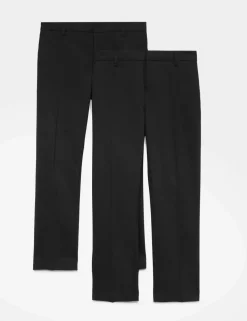 2 Pack Boys' Slim Leg Stretch School Trousers (2-18 Yrs)