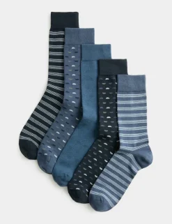 5 Pack Cool & Fresh Geometric Cotton Rich Socks