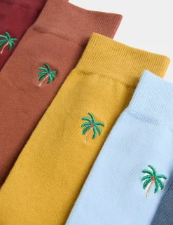 5 Pack Cool & Fresh™ Palm Tree Cotton Rich Socks