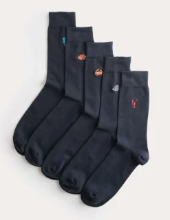 5 Pack Cool & Fresh™ Sea Creatures Cotton Rich Socks