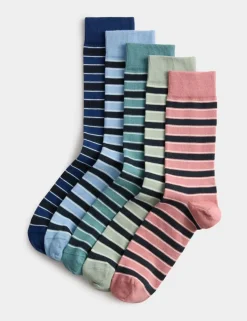 5 Pack Cool & Fresh™ Striped Cotton Rich Socks