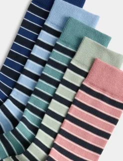 5 Pack Cool & Fresh™ Striped Cotton Rich Socks