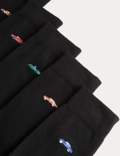 5 Pack Cool & Fresh™ Vintage Car Cotton Rich Socks