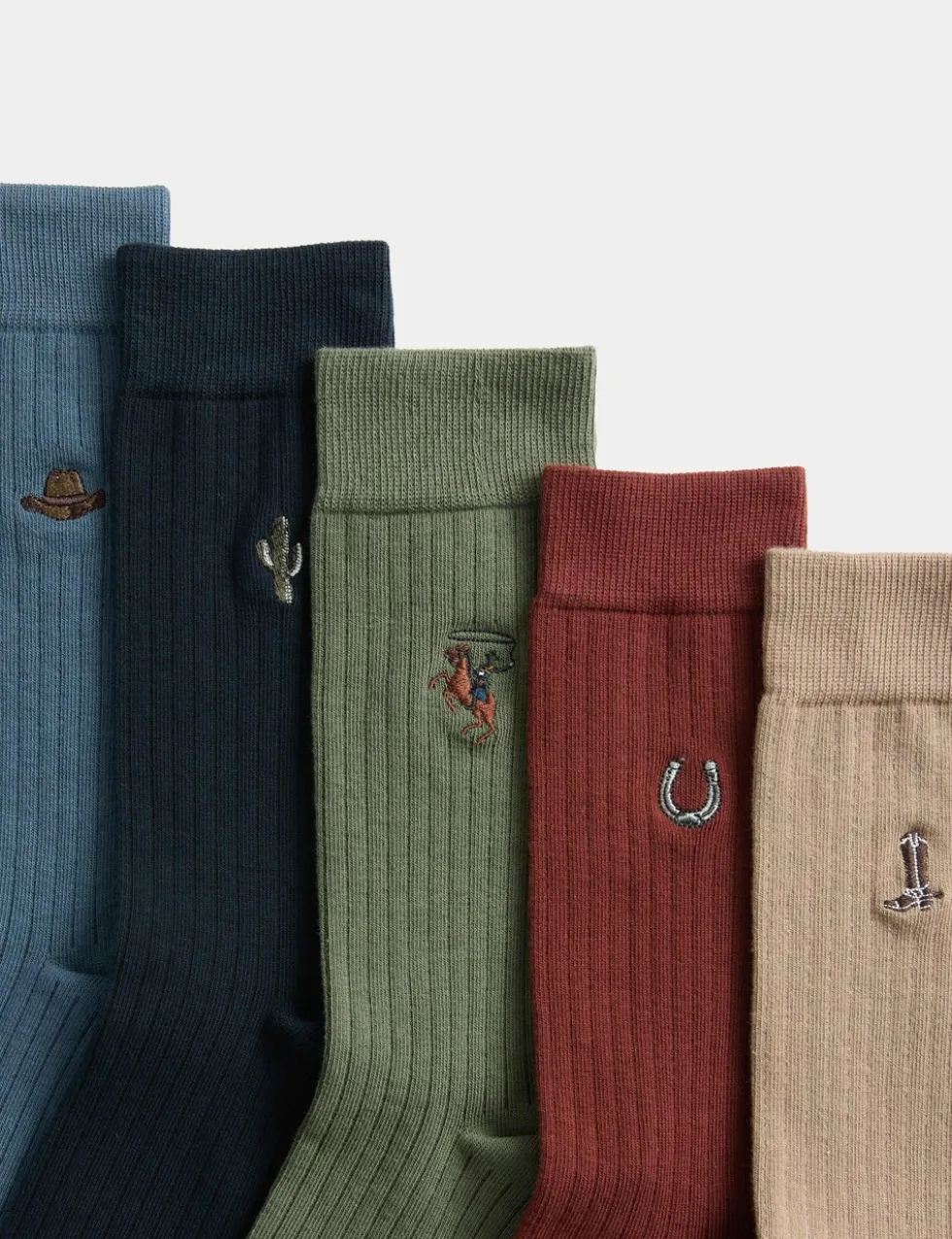 5 Pack Cool & Fresh Western Cowboy Socks