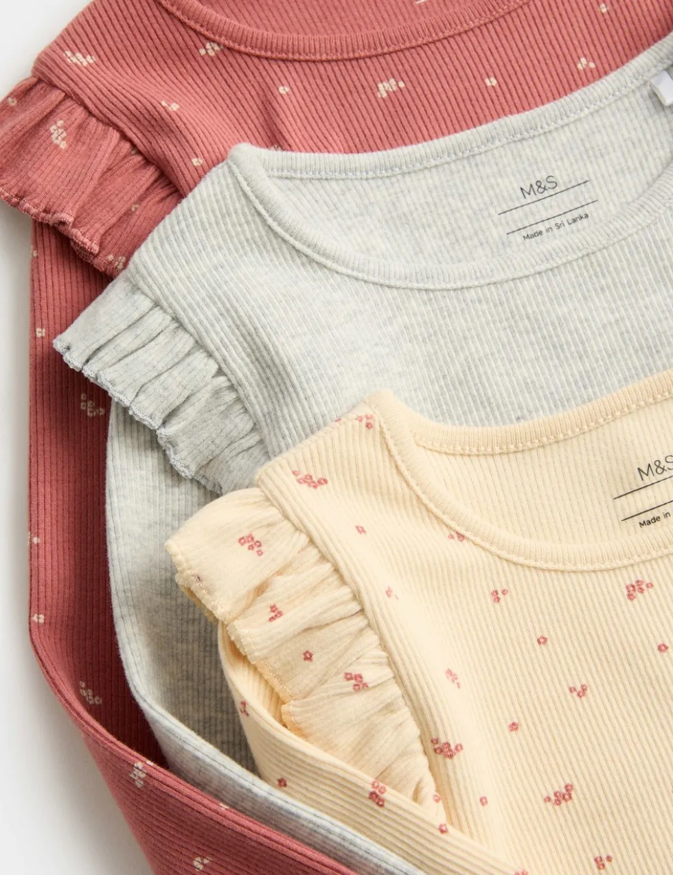 3 Pack Cotton Rich Ditsy Long Sleeve Tops (0-3 Yrs)