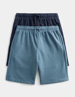 2 Pack Cotton Rich Elasticated Waist Shorts (6-16 Yrs)