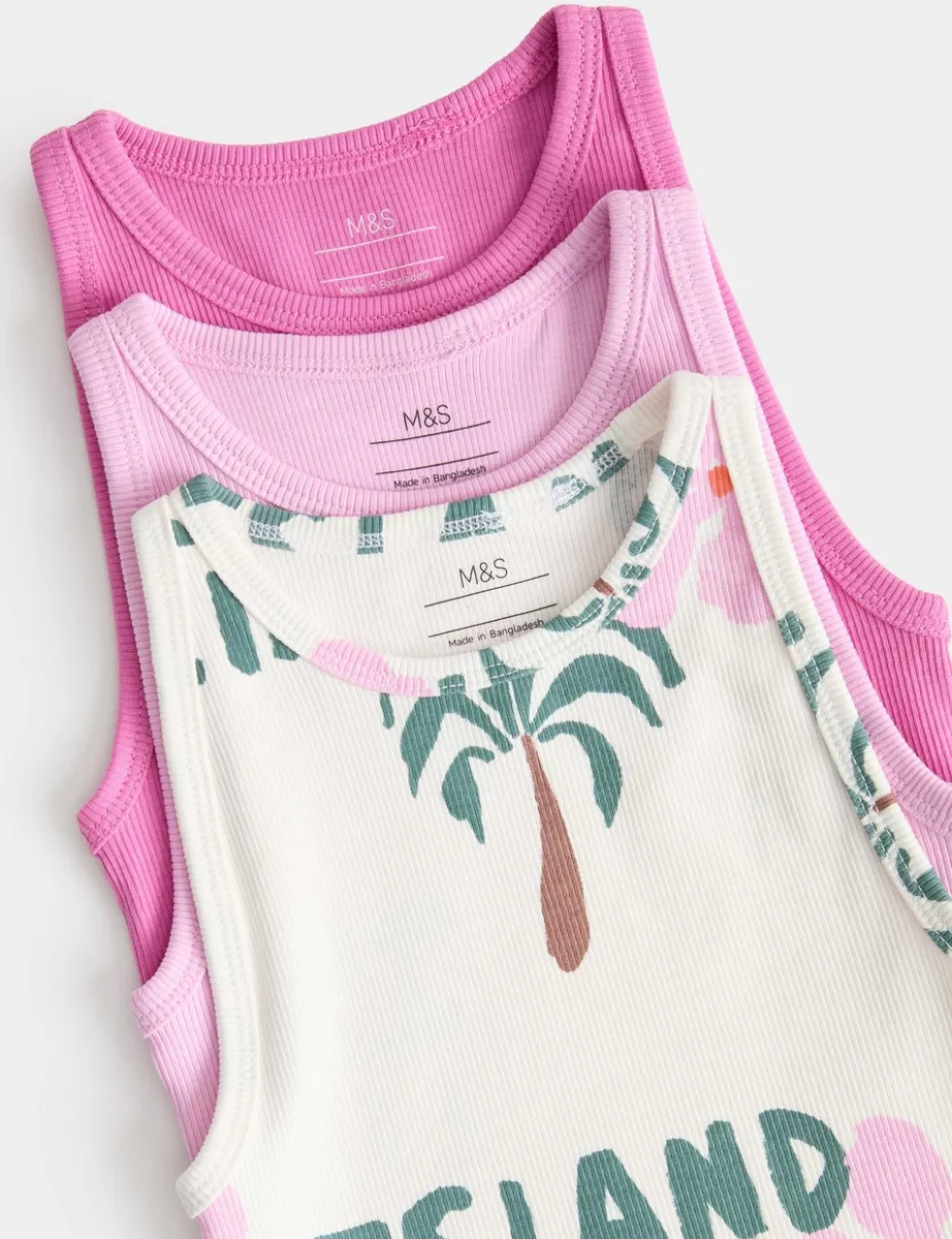 3 Pack Cotton Rich Island Life Vest Tops (2-8 Yrs)