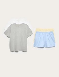 2 Pack Cotton Rich Jersey Woven Shortie Pyjama Sets