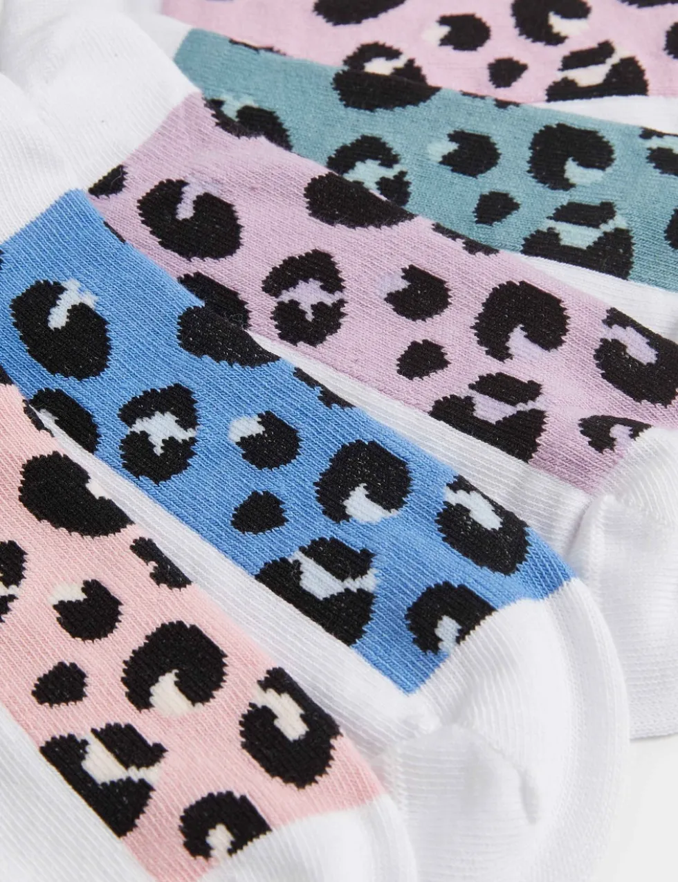 5 Pack Cotton Rich Leopard Print School Socks (6 Small - 7 Large)