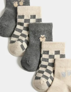 5 Pack Cotton Rich Little Monster Baby Socks
