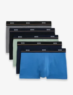 5 Pack Cotton Rich Logo Waistband Trunks