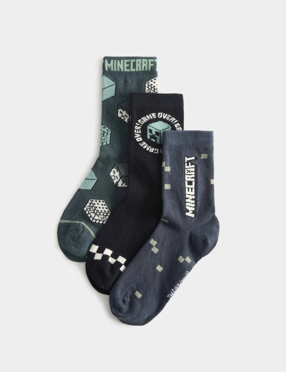 3 Pack Cotton Rich Minecraft™ Socks (6 Small-7 Large)