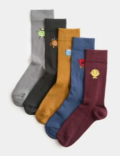 5 Pack Cotton Rich Mr Men Socks