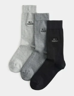 3 Pack Cotton Rich No.1 Grandad Socks