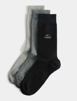 3 Pack Cotton Rich No.1 Grandad Socks