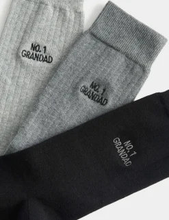 3 Pack Cotton Rich No.1 Grandad Socks